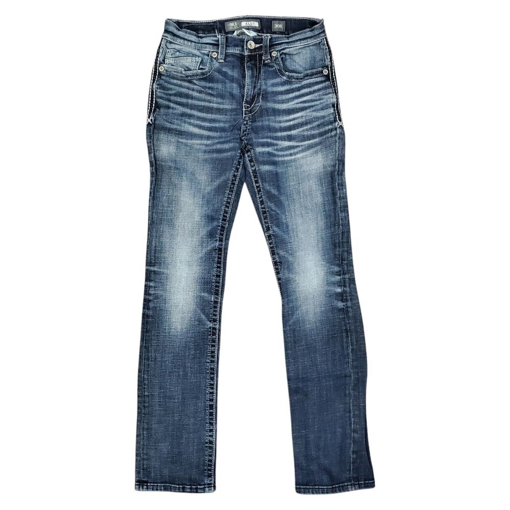 BKE Jeans ALEC Mens 30 Regular Blue Faded Straight Leg Pockets Outdoor Denim